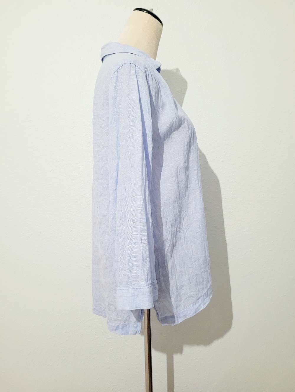 Sigrid Olsen 100% Linen Tunic Top Women Large Blue Popover Beach Coastal Boho - Picture 5 of 14